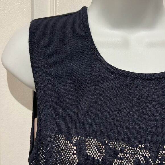 Anne Klein Navy Blue Sleeveless Sheath Midi Dress Size L - Picture 3 of 13